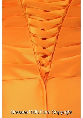 Fancy Spaghetti Straps Orange Taffeta Prom Dress on Promotion