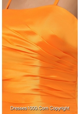 Fancy Spaghetti Straps Orange Taffeta Prom Dress on Promotion