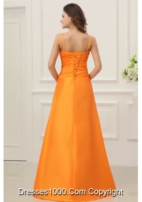 Fancy Spaghetti Straps Orange Taffeta Prom Dress on Promotion