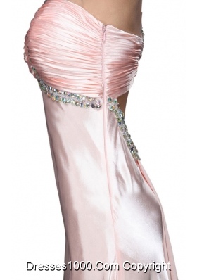 Sweet Baby Pink V-neck Beading Prom Evening Dress