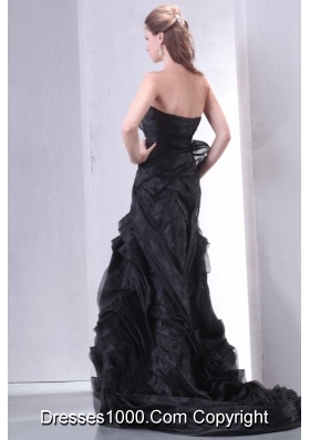 Black Strapless Ruffled Layers Full-length Prom Dress with Sash