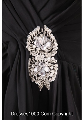 Black Sweetheart Beading and Ruching Empire Prom Evening Dress