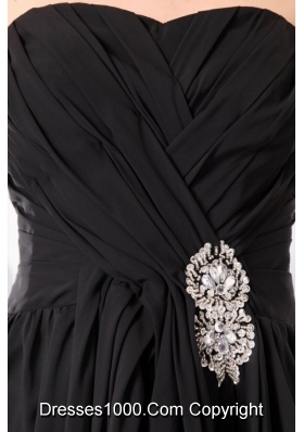 Black Sweetheart Beading and Ruching Empire Prom Evening Dress