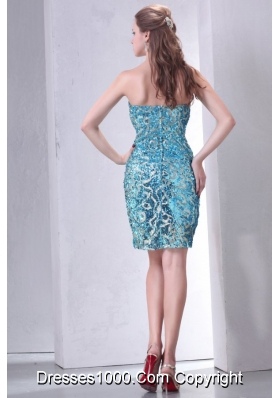 Chic Sequins Over Skirt Knee-length Strapless Sheath Prom Gown Dress