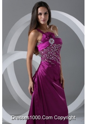 Graceful Purple One Shoulder Prom Dress with Beading