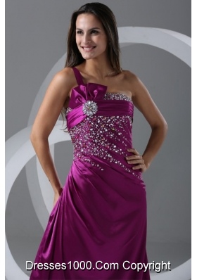 Graceful Purple One Shoulder Prom Dress with Beading