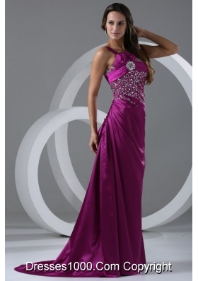 Graceful Purple One Shoulder Prom Dress with Beading