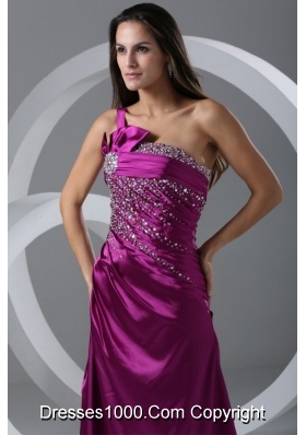 Graceful Purple One Shoulder Prom Dress with Beading