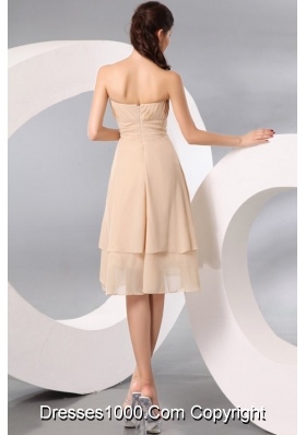 Champagne Knee-length Chiffon Prom Formal Party with Ruche