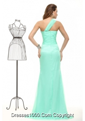 Apple Green High Slit One Shoulder Chiffon Prom Dress