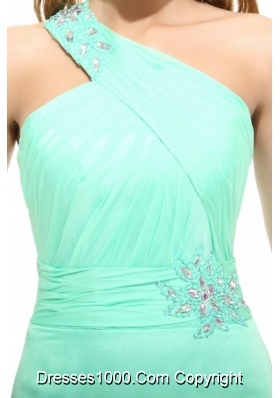 Apple Green High Slit One Shoulder Chiffon Prom Dress