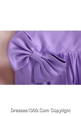 Column Lavender Bowknots Strapless Mini-length Dress for Prom Night