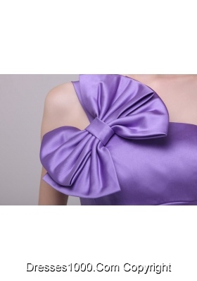 Column Lavender Bowknots Strapless Mini-length Dress for Prom Night