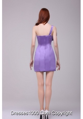 Column Lavender Bowknots Strapless Mini-length Dress for Prom Night