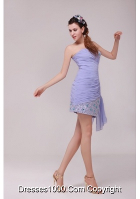 Ruching and Sequins Mini-length Chiffon Prom Gown Dress in Lavender