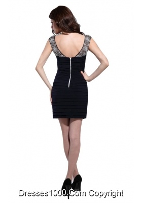 Sexy Column Scoop Black Ruching Mini-length Dress for Prom Queen