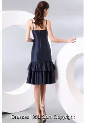 Navy Blue Spaghetti Straps Knee-length Prom Graduation Dress on Sale