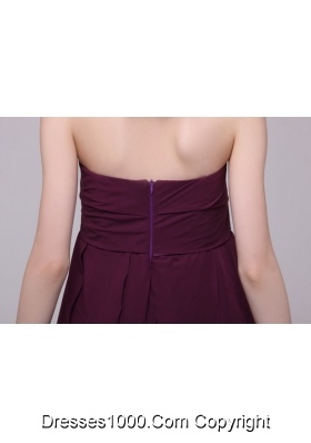 Dark Purple Strapless with Hand Made Flower Short Prom Dress