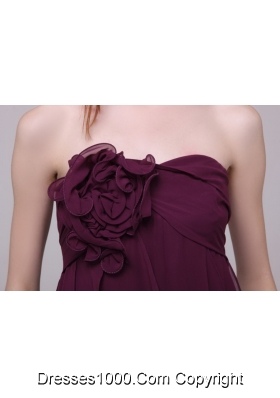 Dark Purple Strapless with Hand Made Flower Short Prom Dress