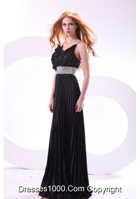 Wonderful Black Long Pleats Prom Dress with Spaghetti Straps