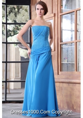 Lovely Aqua Blue Prom Dress with Beaded Bodice and High Slit on Skirt