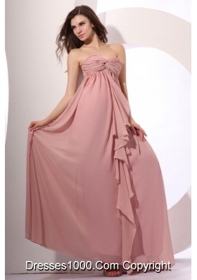 Discounted Pink Prom Dress with Ruched Bodice and Flowy Skirt