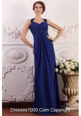 Wide Straps Empire Chiffon Prom Bridesmaid Dresses with Sweep Train