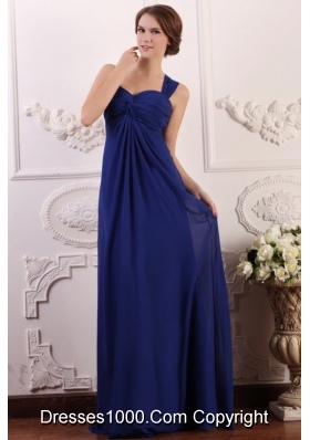 Wide Straps Empire Chiffon Prom Bridesmaid Dresses with Sweep Train