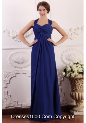 Wide Straps Empire Chiffon Prom Bridesmaid Dresses with Sweep Train