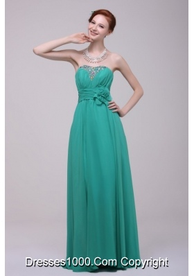 Green Chiffon Empire Beading Prom Evening Dress On Sale