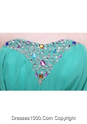 Green Chiffon Empire Beading Prom Evening Dress On Sale