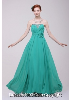 Green Chiffon Empire Beading Prom Evening Dress On Sale