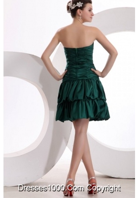 Dark Green Column Ruching and Beading Sweetheart Prom Gown Dress