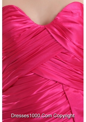 Sexy Hot Pink Sweetheart Ruching Mini-length Prom Cocktail Dress