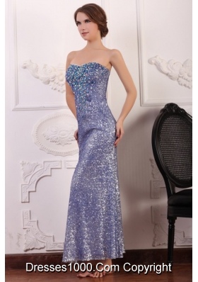 Lavender Sequins Column Ankle-length Sweetheart Dresses for Prom