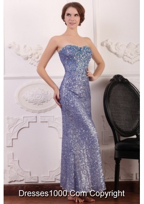 Lavender Sequins Column Ankle-length Sweetheart Dresses for Prom