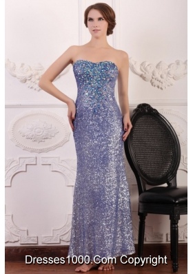 Lavender Sequins Column Ankle-length Sweetheart Dresses for Prom