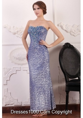 Lavender Sequins Column Ankle-length Sweetheart Dresses for Prom