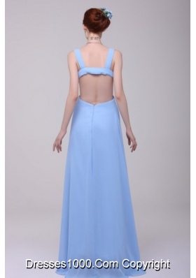 Gorgeous Blue V-neck High Slit Cutout Chiffon Prom Evening Dresses