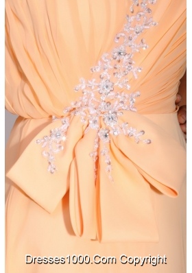 Light Yellow One Shoulder Appliques Chiffon Dresses for Prom Princess