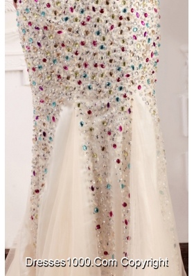 Luxurious Mermaid Prom Dress with Multi-color Beading Overlay