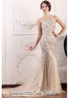 Luxurious Mermaid Prom Dress with Multi-color Beading Overlay