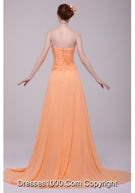 Diamonds One Shoulder Chiffon Prom Holiday Dresses with Tail