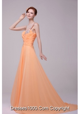 Diamonds One Shoulder Chiffon Prom Holiday Dresses with Tail