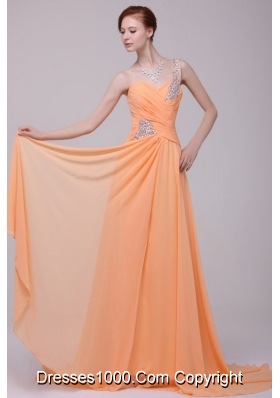 Diamonds One Shoulder Chiffon Prom Holiday Dresses with Tail
