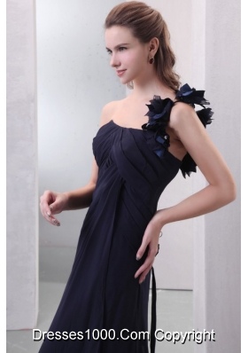 Wonderful One Shoulder Hand Made Flowers Chiffon Prom Dress