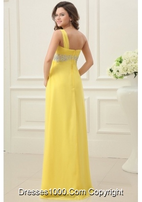 Yellow Spaghetti Straps Princess Chiffon Prom Gown Dresses on Sale