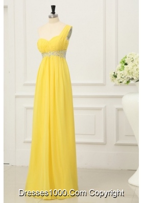 Yellow Spaghetti Straps Princess Chiffon Prom Gown Dresses on Sale