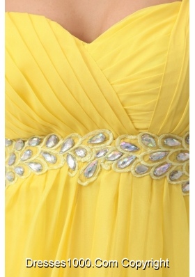 Yellow Spaghetti Straps Princess Chiffon Prom Gown Dresses on Sale