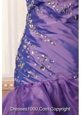 Purple Column Spaghetti Straps Prom Dresses with Beading and Layers